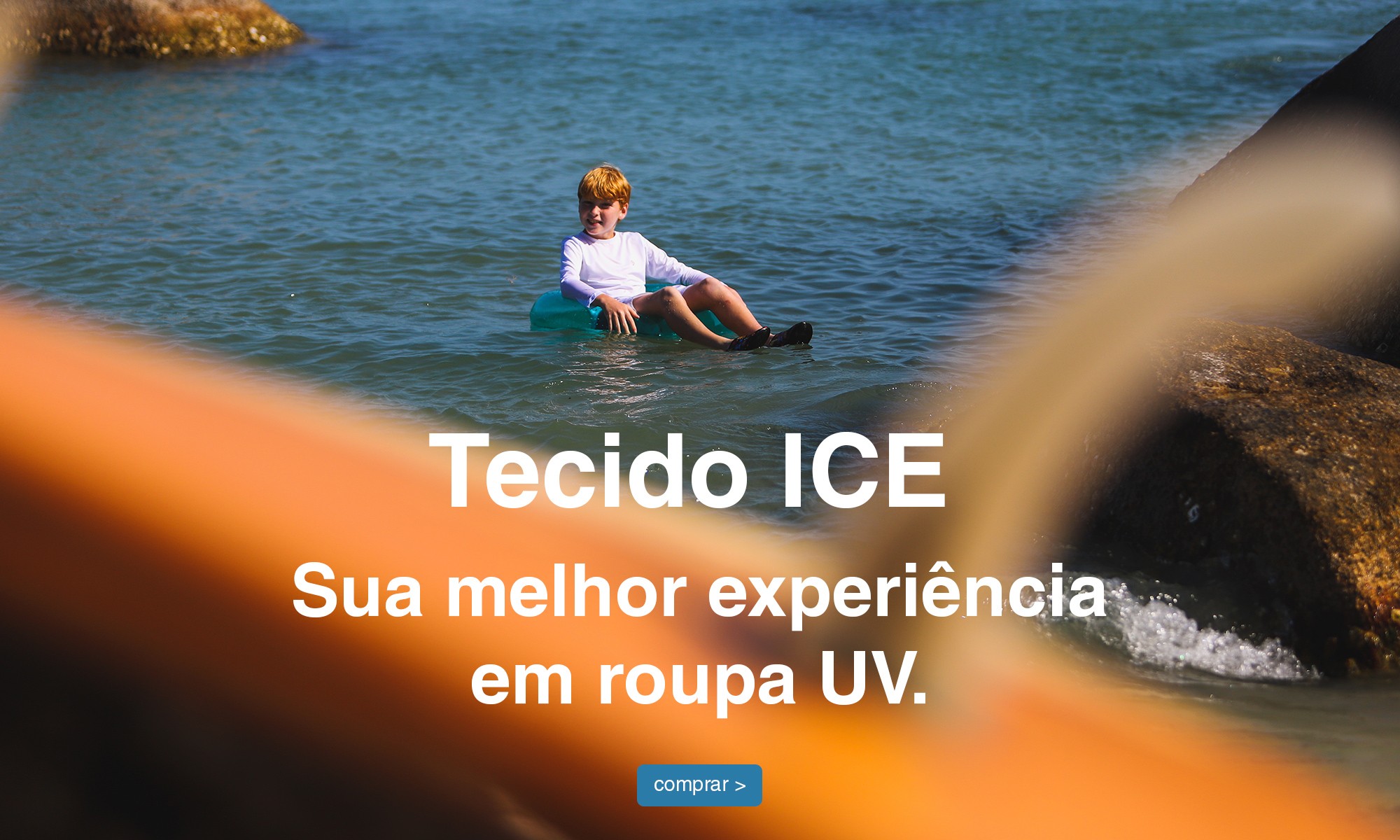 camisa protecao solar ice extreme uv criança no mar